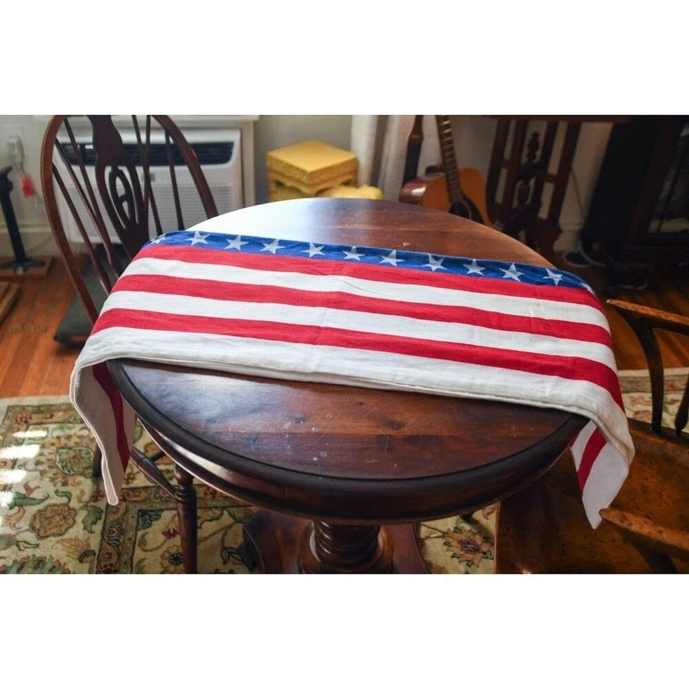 CRATE & BARREL Stars & Stripes American Flag 14”x90” TABLE RUNNER 4th of July